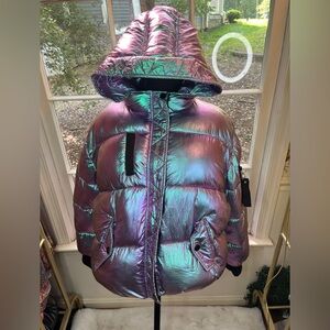 Fashion Nova Iridescent Puffer Jacket